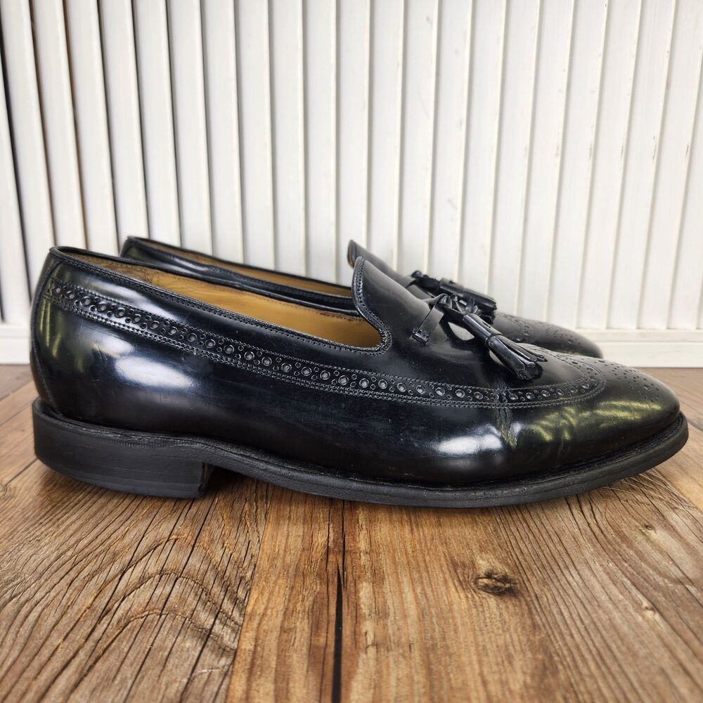 Johnston & Murphy Brogue Wingtip Tassel Loafers Mens Sz 10.5 D Black Dress Shoes